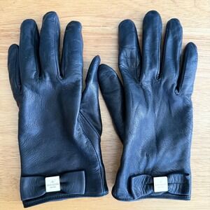 Kate Spade Lamb Leather Gloves Size M Touchscreen Bow Coquette CBK Minimalist‎